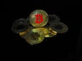 Bitcoins Ã¢â¬â Virtual coins on black background